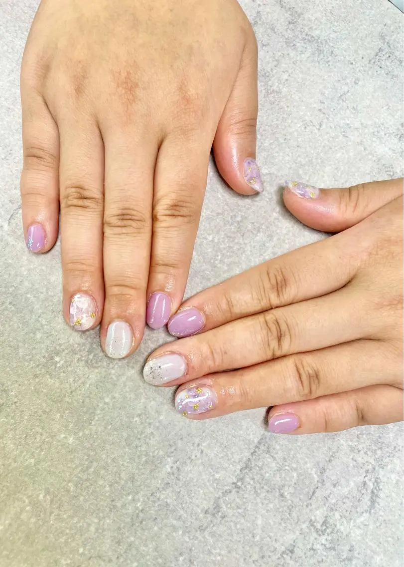 ネイル アートネイル イースター フレンチネイル ジェルネイル ガラスフレンチ ハンドネイル .N YUKIのネイルデザイン
