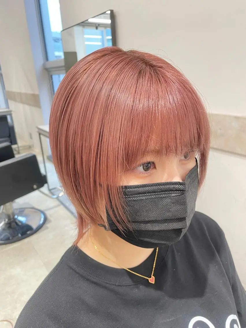 ショート カラー ブリーチ ダブルカラー ピンクカラー トリートメント ウルフカット 透明感カラー✨艶髪 制作🌱山根あゆみのヘアスタイル