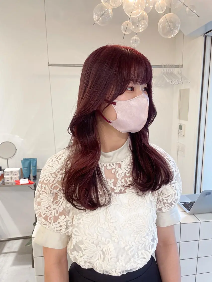 セミロング カラー ブリーチ ダブルカラー ブリーチなしカラー ピンクカラー Koto🌿 ブリーチなしカラーのヘアスタイル