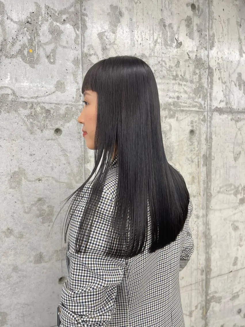 ロング カラー 黒髪 ナチュラルブラック 似合わせカット 【ボブ/ハイトーン /ナチュラル】HIIのヘアスタイル