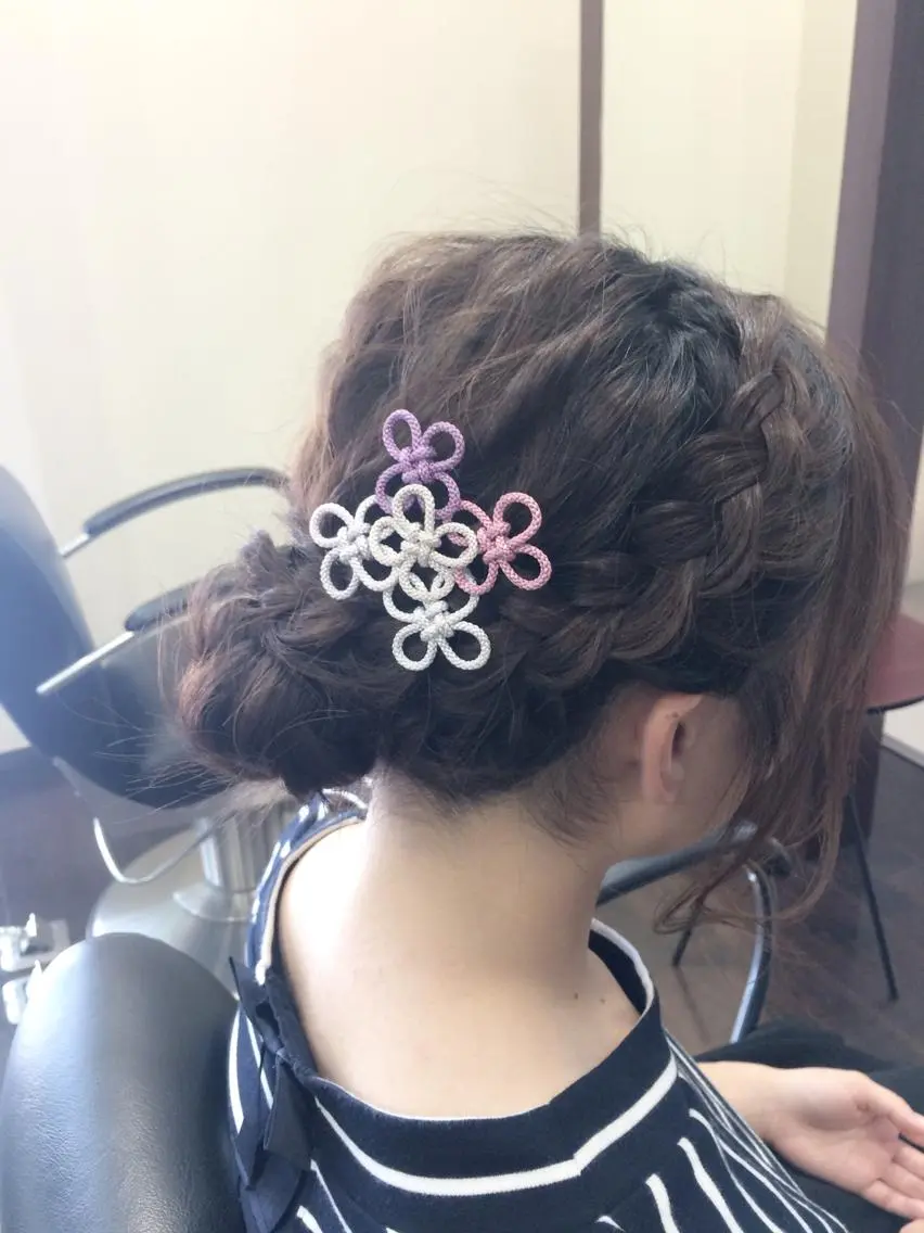 セミロング ヘアアレンジ メンズ 三つ編み 浴衣 沢田 瞳のヘアスタイル
