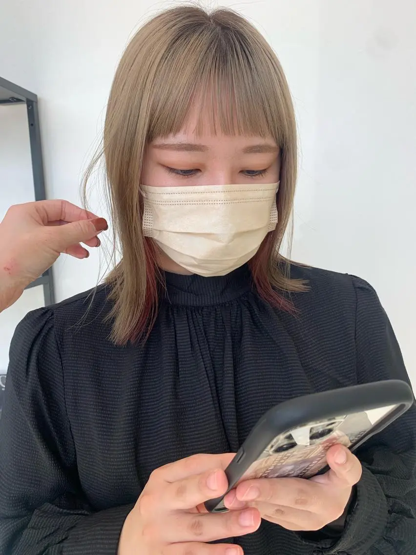 ミディアム カラー ハイトーンカラー オン眉 kitagawa mayuのヘアスタイル