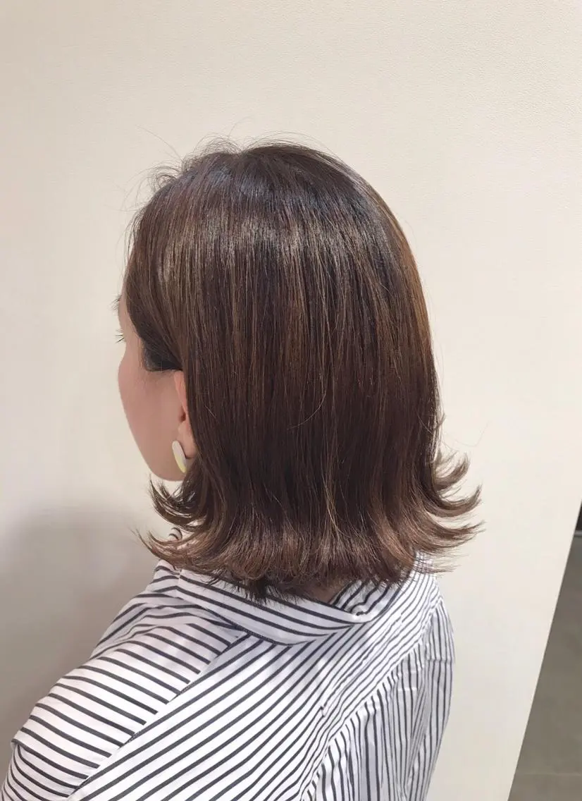ミディアム カラー オーガニックカラー ボブ 外ハネヘア 安井 匡隆のヘアスタイル