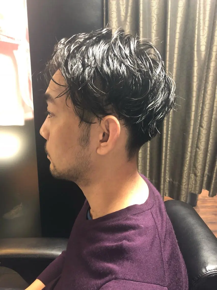 ミディアム パーマ メンズ 木村 りきのヘアスタイル