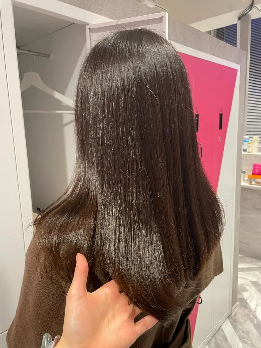 ロング カラー 黒髪 ブルーカラー ブルーブラック 透明感カラー グレージュ 藤本 夢@yummekunのヘアスタイル