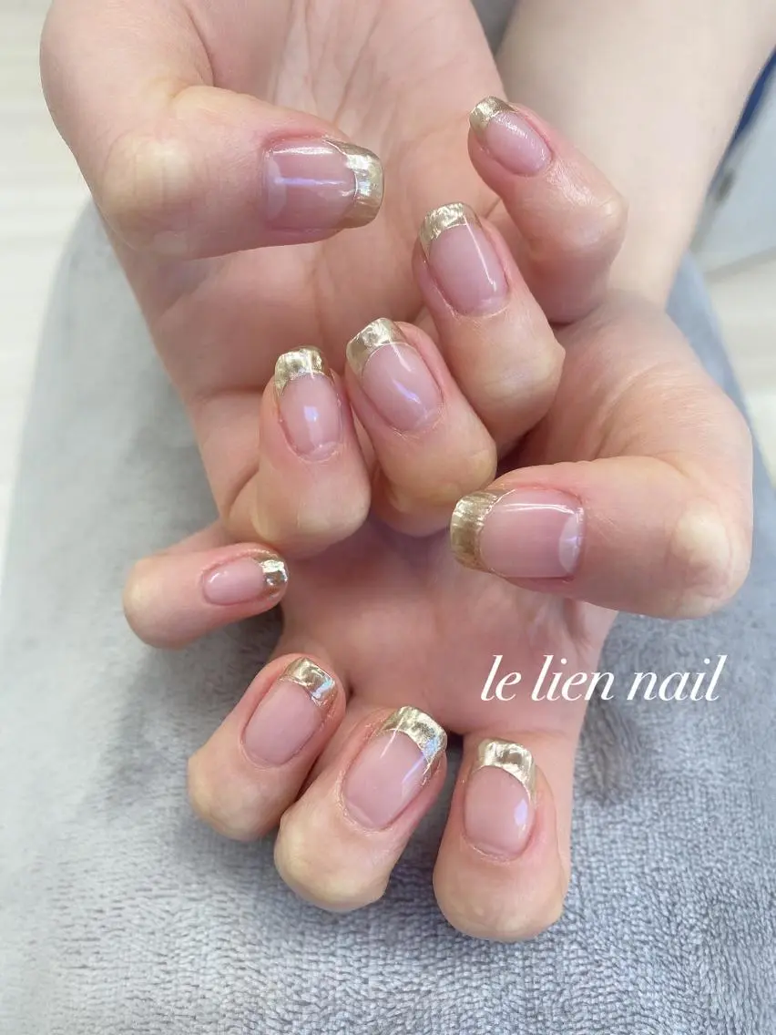 ネイル クリアネイル フレンチネイル ゴールド ミラーネイル ニュアンスネイル le lien nailのネイルデザイン