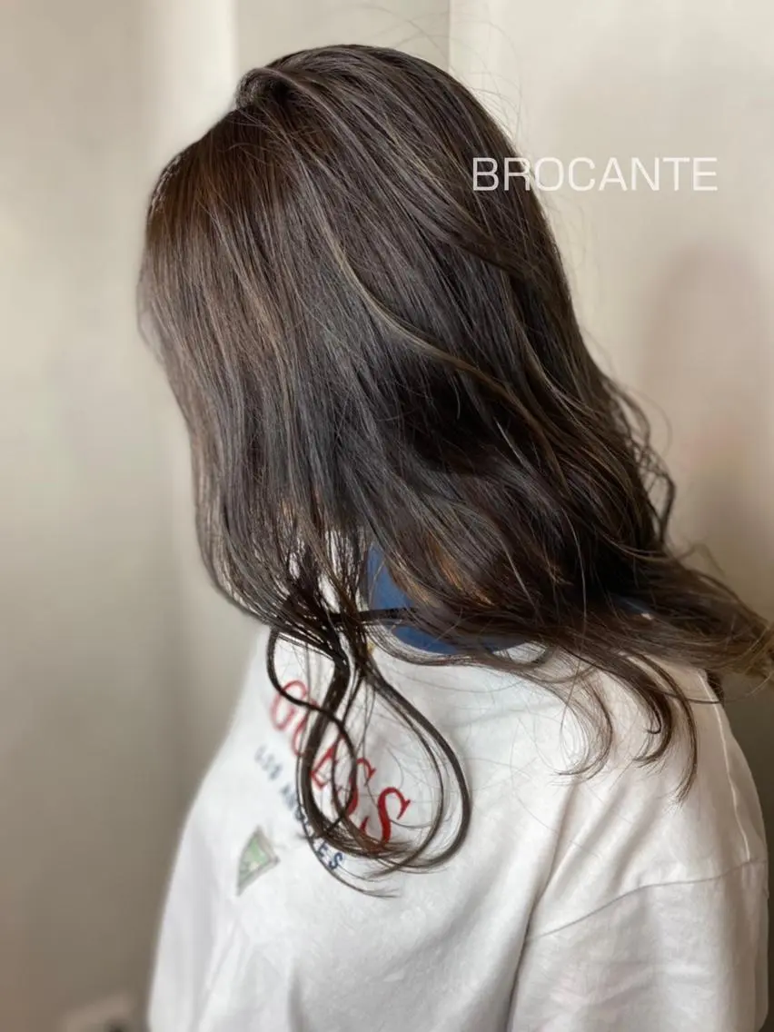 ロング カラー 韓国風ヘア シースルーバング カット ヘアカラー トリートメント BROCANTE立川 karasawa.nのヘアスタイル
