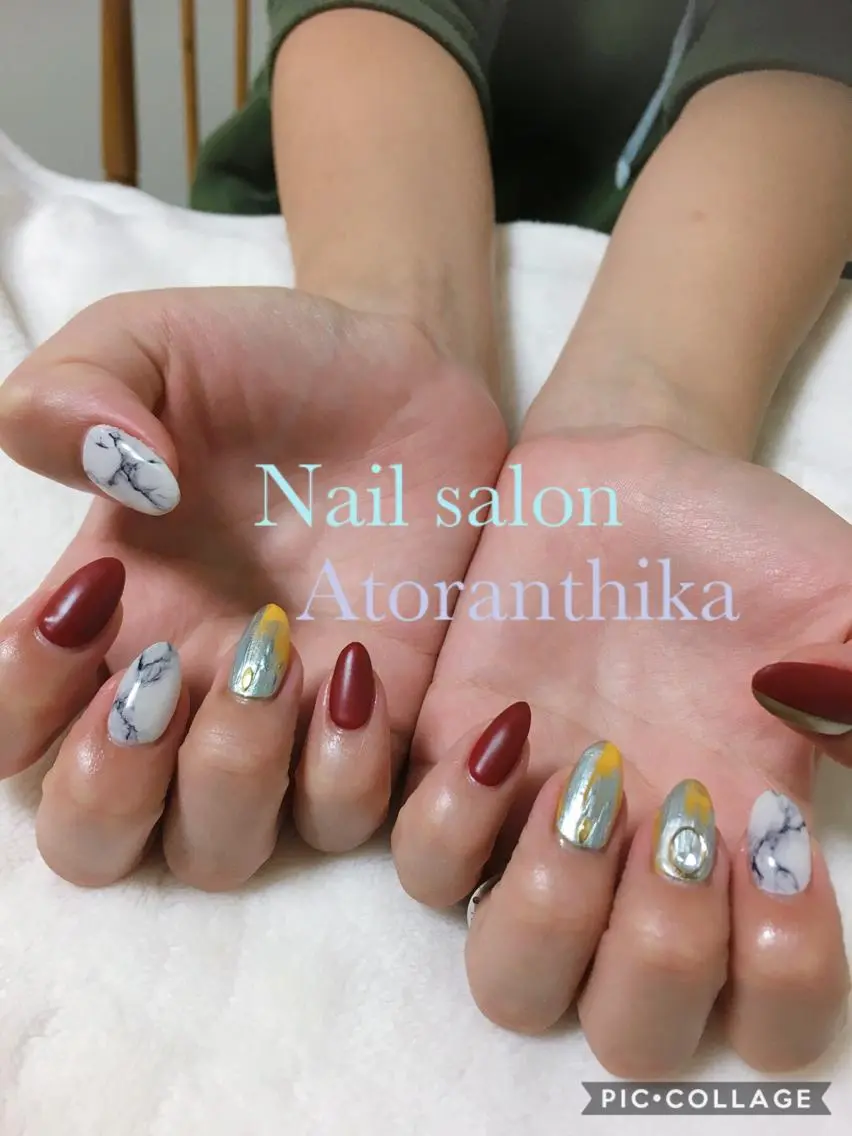ネイル 大理石ネイル(マーブル) ニュアンスネイル ハンドネイル Nail salon ✩ アトランティカのネイルデザイン