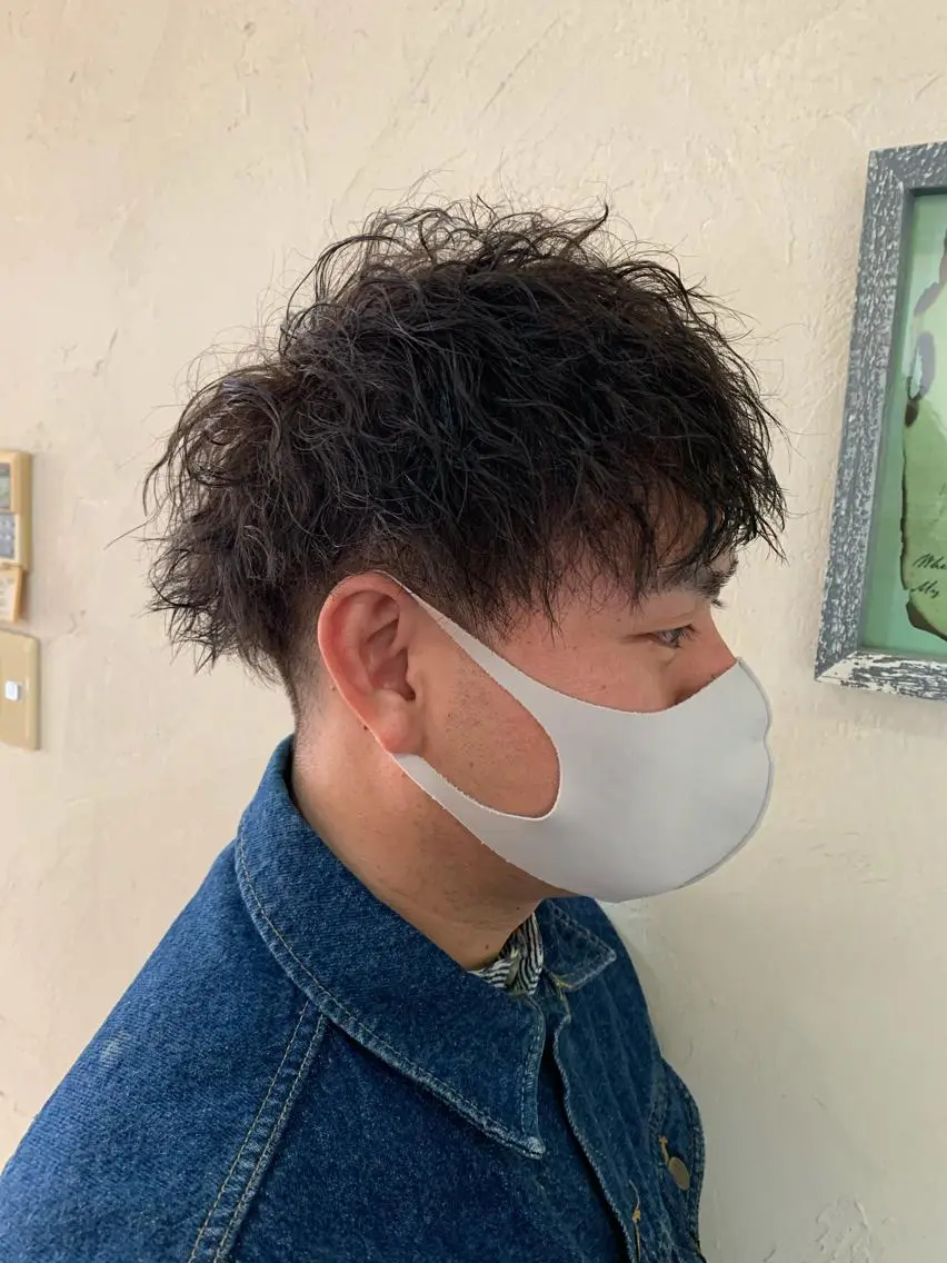 ショート パーマ メンズ マッシュ カット パーマ トリートメント ショート/似合わせ レイヤー/福岡聖容のヘアスタイル