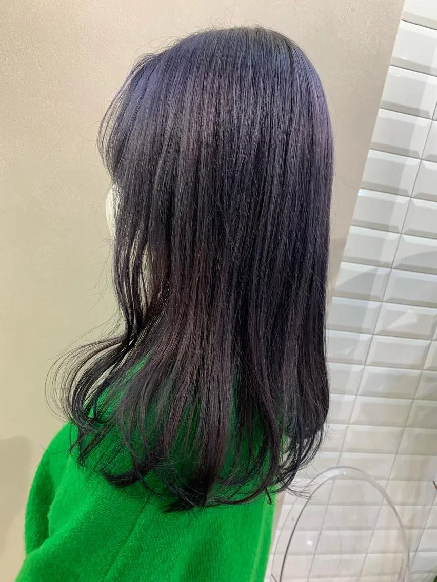 ロング カラー ブリーチ ブルーカラー ブルーラベンダー ラベンダーカラー カット ヘアカラー トリートメント hubhair レイヤー/透明感のヘアスタイル