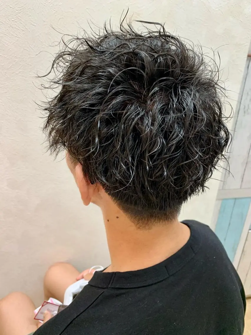 ショート パーマ メンズ メンズパーマ カット パーマ トリートメント 加藤 産休につき8月末までのヘアスタイル