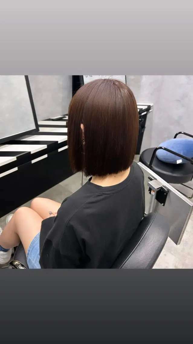 ミディアム 切りっぱなしボブ ボブ 縮毛矯正・髪質改善 特化 出納 直起のヘアスタイル