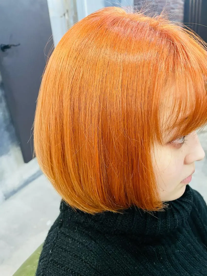 ショート カラー オレンジ カット ヘアカラー トリートメント LOARK🍒 ロアークヘアーのヘアスタイル