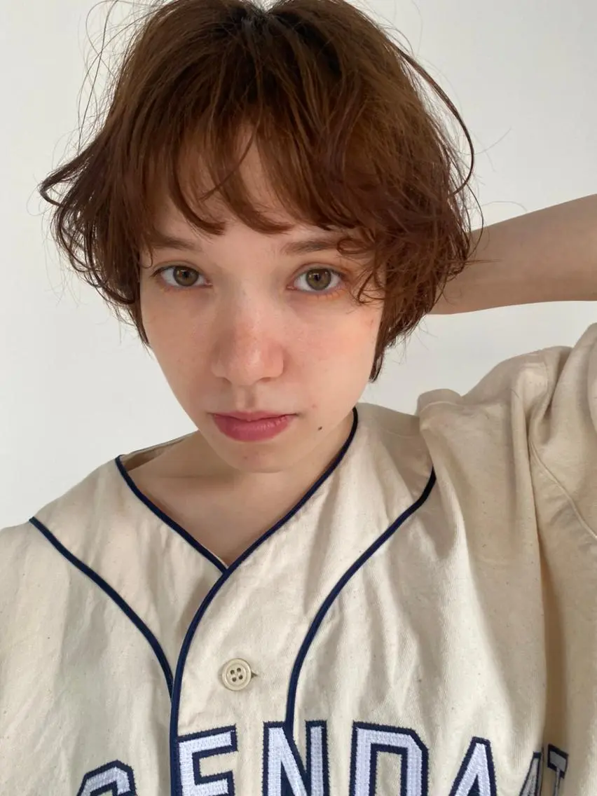 セミロング カラー パーマ ショートボブ セミロングパーマ アディクシーカラー ブリーチ ケアブリーチ ヘアカラー トリートメント CEINE OURのヘアスタイル