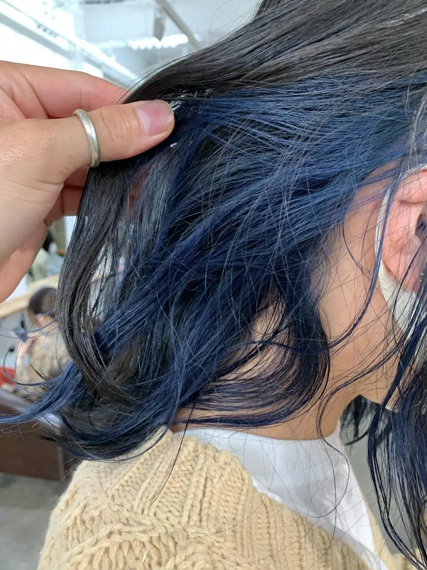 ミディアム カラー ブルーカラー ヘアカラー トリートメント パーマ/透明感カラー /ボブ/吉田一生のヘアスタイル
