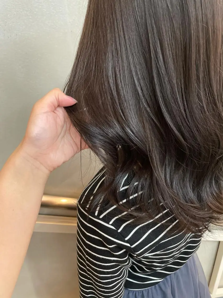 セミロング カラー ブリーチ グレージュ ブリーチなしカラー 沖縄/ヘアアレンジ /ナカノのヘアスタイル