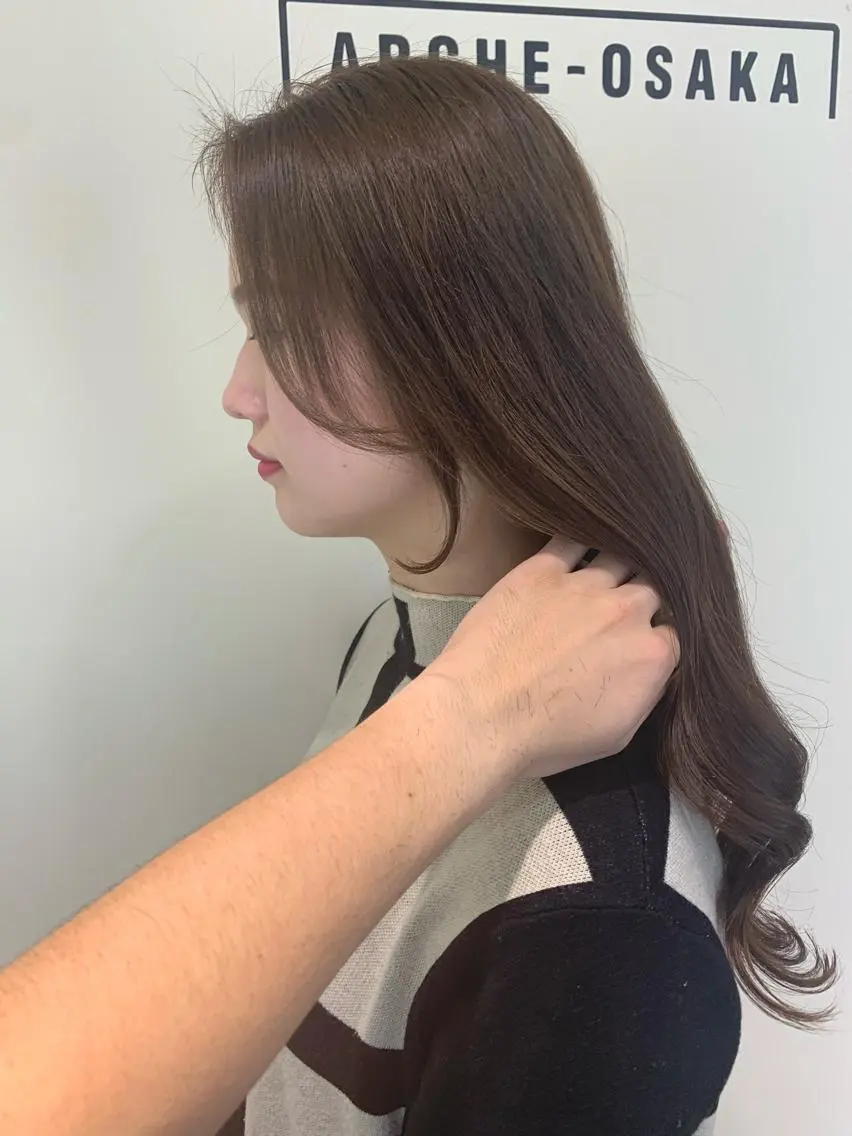 セミロング カラー ブラウンカラー 髪質改善サロン ARCHE野瀬冬馬のヘアスタイル