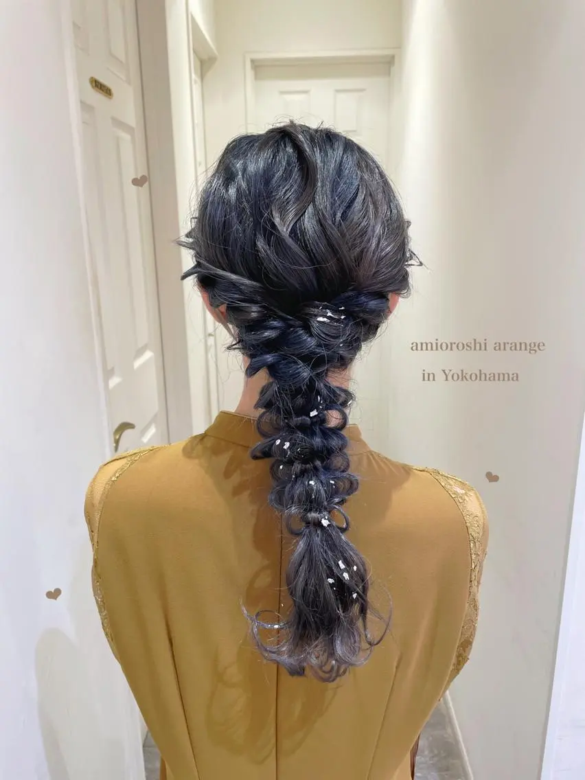セミロング ヘアアレンジ シールエクステ横浜 🐏☁️miminaのヘアスタイル