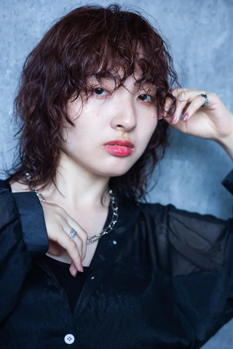 ミディアム パーマ カラー 寺山 靖晃のヘアスタイル