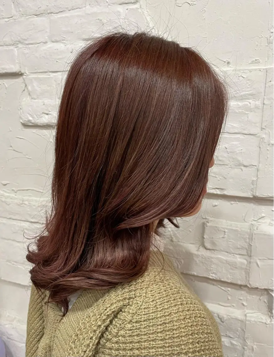 ミディアム カラー ヘアアレンジ ブラウンカラー ピンクカラー ピンクブラウン ヘアカラー トリートメント 【ピンク/韓国ヘア/ ヘアセット】亜海のヘアスタイル