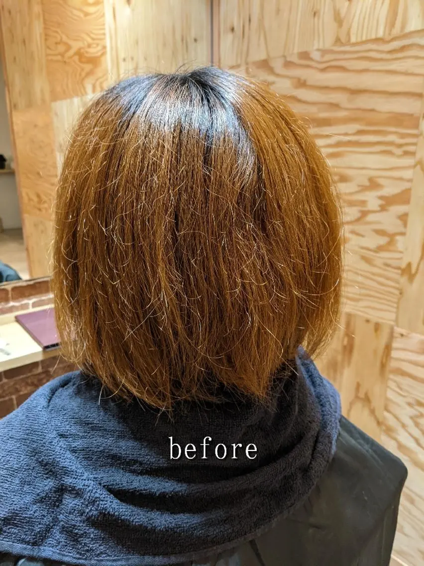 ミディアム カット 縮毛矯正 トリートメント 美髪矯正 キョウスケのヘアスタイル