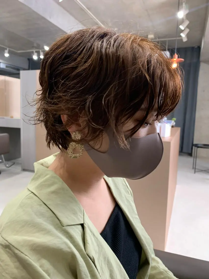 ショート パーマ ボブパーマコテ巻き風 パーマNo1深江秀平のヘアスタイル