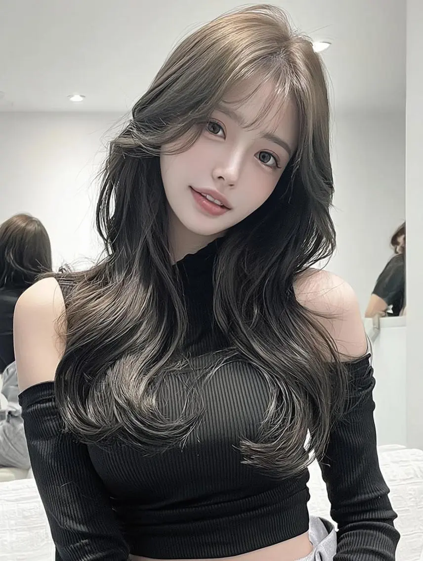 セミロング 顔周りカット 髪質改善 韓国風ヘア レイヤーカット カット ヘアカラー FOCUS JAPAN2のヘアスタイル