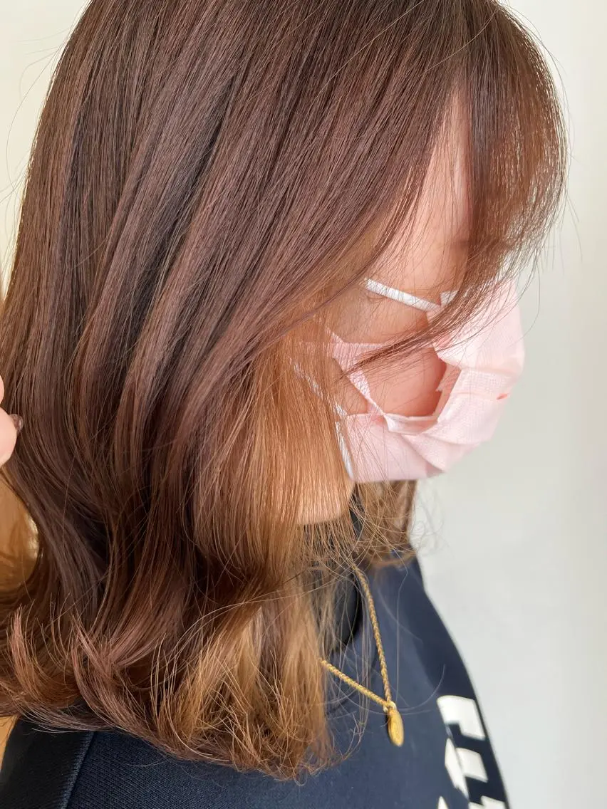 セミロング カラー イヤリングカラー ヘアカラー ながやま まいのヘアスタイル