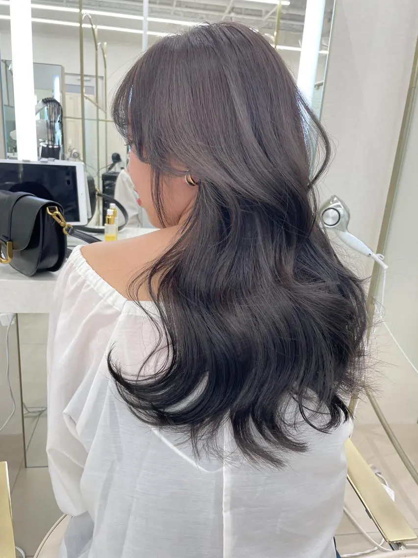 ロング カラー グレージュ COA GINZA 空也/前髪/顔まわりのヘアスタイル