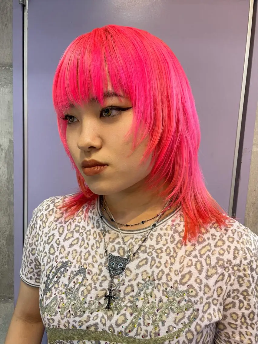 ミディアム カラー カット ヘアカラー ハイトーン/ブリーチ /ウルフ⛓️MAKIのヘアスタイル