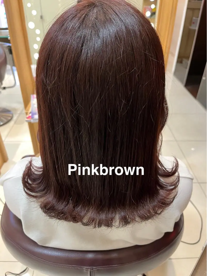 ミディアム カラー ブリーチ ブリーチなしカラー ピンクカラー なつな/ 透明感カラーのヘアスタイル