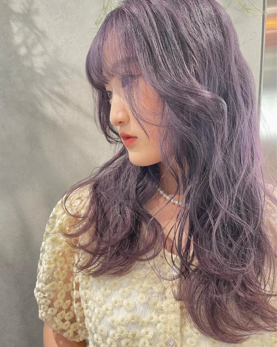 ロング カラー ヘアアレンジ ラベンダーカラー トレンドレイヤー カット/mihoのヘアスタイル
