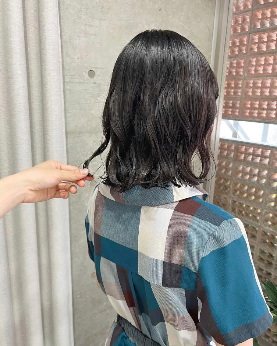 ミディアム パーマ カット パーマ トリートメント ボブパーマコテ巻き風 パーマNo1深江秀平のヘアスタイル