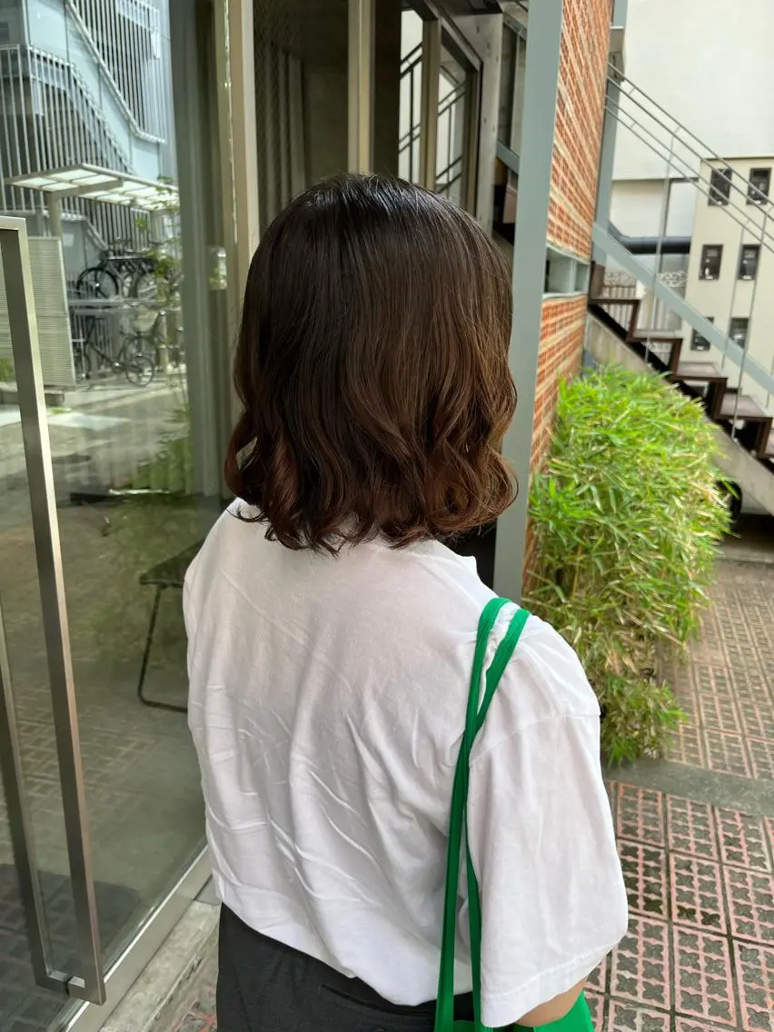 ミディアム パーマ カット パーマ トリートメント ロングパーマ木村 ボブパーマのヘアスタイル