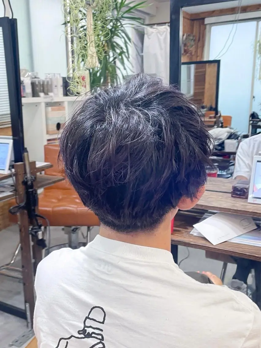 ショート カラー メンズ マッシュ 刈り上げ かんばら りょーいのヘアスタイル