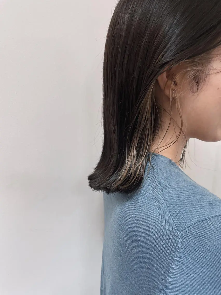 ミディアム カラー 切りっぱなしボブ ボブ 💛🤍U too e’s /店長🧸のヘアスタイル