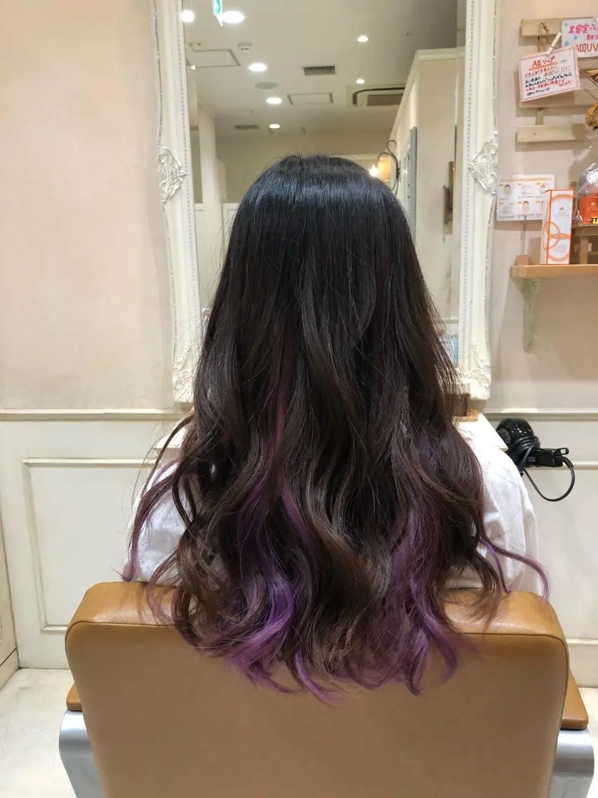 ロング カラー インナーカラー パープルカラー ツヤ髪カラー💎 佐藤あきのヘアスタイル