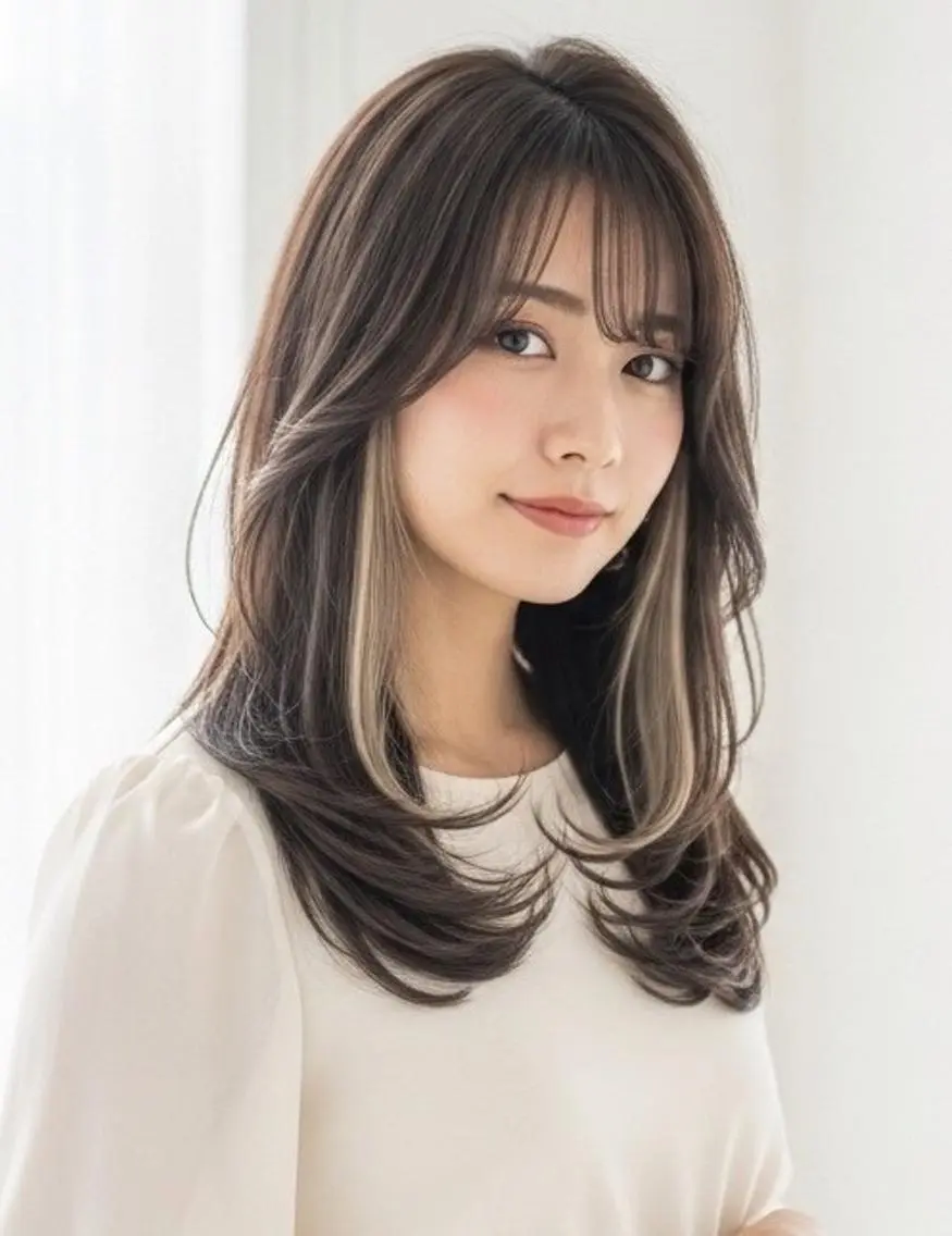 カラー セミロング ショートボブ セミロングパーマ バレイヤージュ ミストバング フェイスフレーミング HAYATE/ メンズ/パーマのヘアスタイル