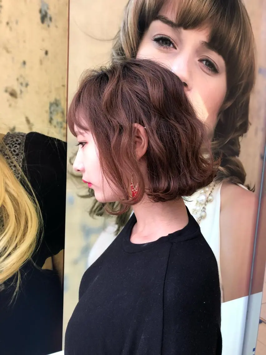 カラー ピンクカラー 丸みショートボブ タッセルボブ 吉野のヘアスタイル