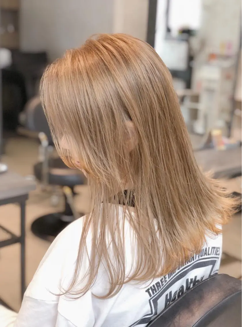 セミロング カラー ベージュカラー ブリーチ 外国人風カラー ノンダメージ髪質改善 カラー💎/KURAのヘアスタイル