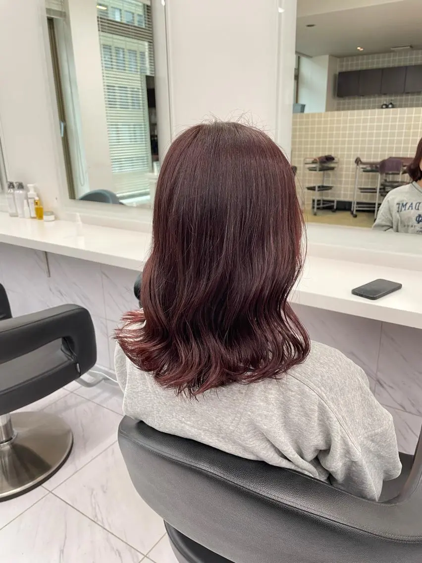 ミディアム カラー パーマ ヘアアレンジ メンズ キッズ ネイル マツエク・マツパ アイブロウ 🦋縮毛/韓国レイヤ ー/透明感カラー🦋のヘアスタイル