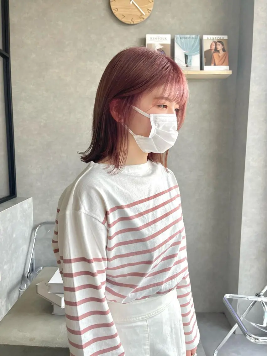 ミディアム カラー カット ヘアカラー トリートメント 一ノ瀬 暁のヘアスタイル