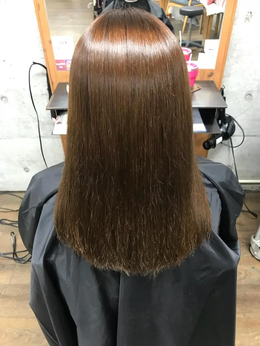 セミロング パーマ 縮毛矯正 Satsuki ✂︎♡のヘアスタイル