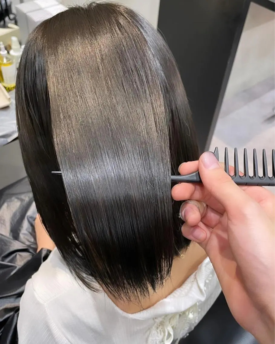 ミディアム カラー 髪質改善 ヘアカラー トリートメント カットモデル募集 ミネのヘアスタイル