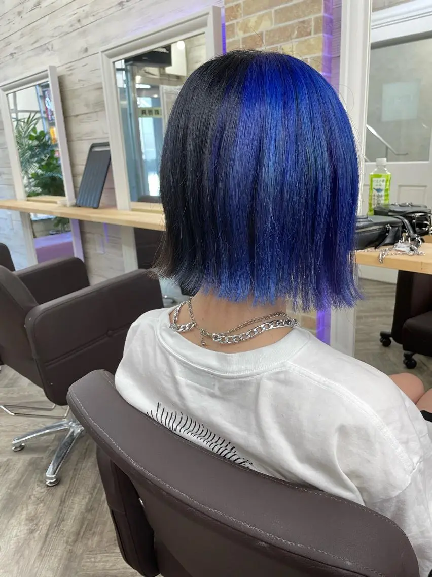 ミディアム カラー ブルーカラー 北沢 隆のヘアスタイル