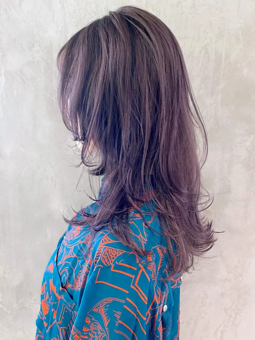 セミロング カラー パーマ ヘアアレンジ ラベンダーカラー ITbyALBUM 中野店のヘアスタイル