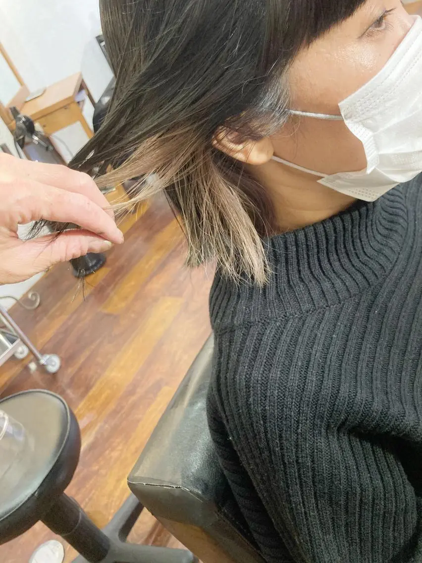 ミディアム カラー ブリーチ カット ヘアカラー 小木曽智美 /ボブ/ショートのヘアスタイル