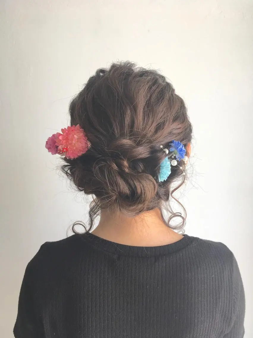 セミロング ヘアアレンジ ヘアセット yoshi ☆のヘアスタイル