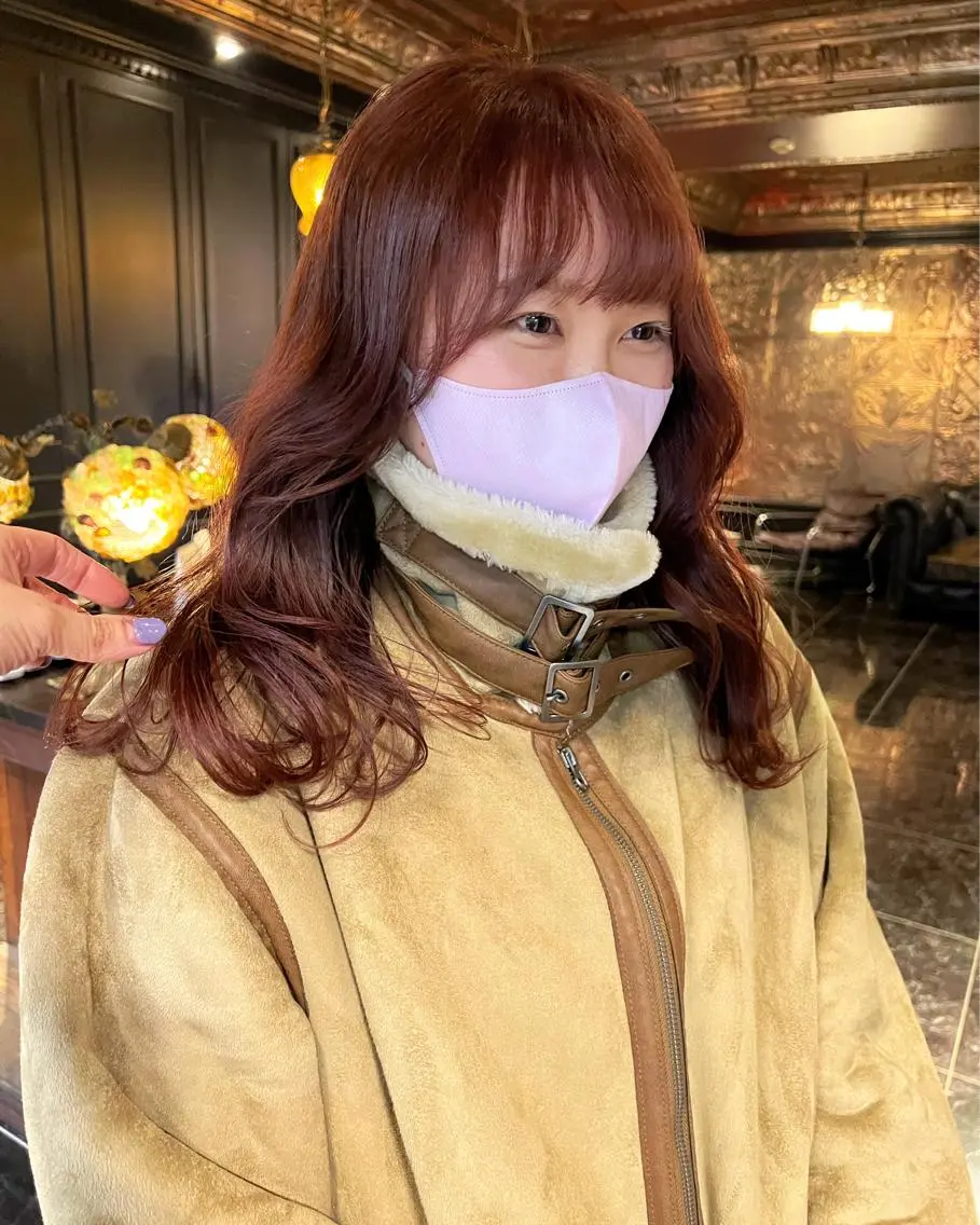 セミロング カラー ブリーチ ブラウンカラー ダブルカラー ブリーチなしカラー ピンクカラー ヘアカラー 圧倒的デザイン力 店長🎨RENAのヘアスタイル