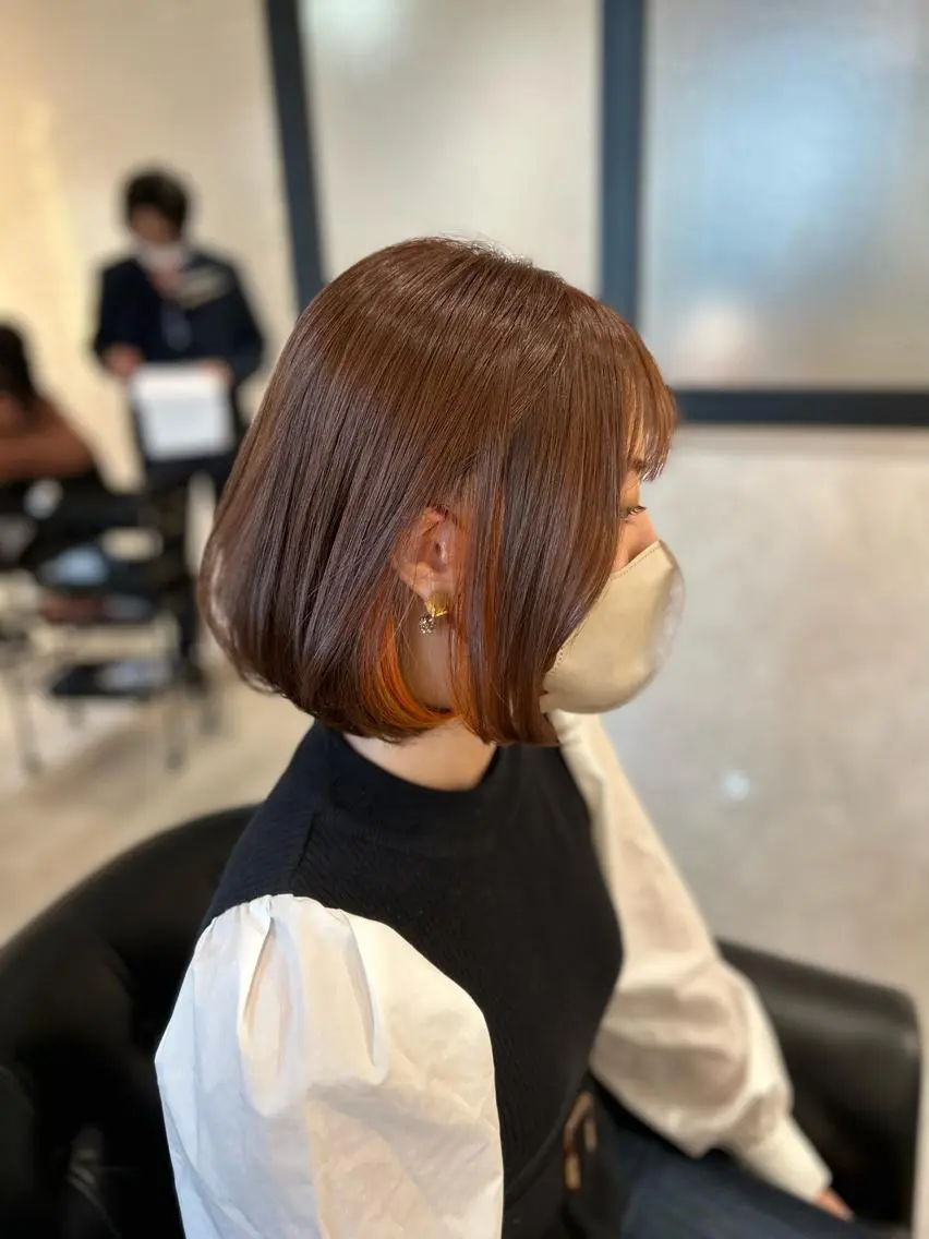 ミディアム カラー ヘアカラー トリートメント emi/髪質改善/ 韓国風/艶カラーのヘアスタイル